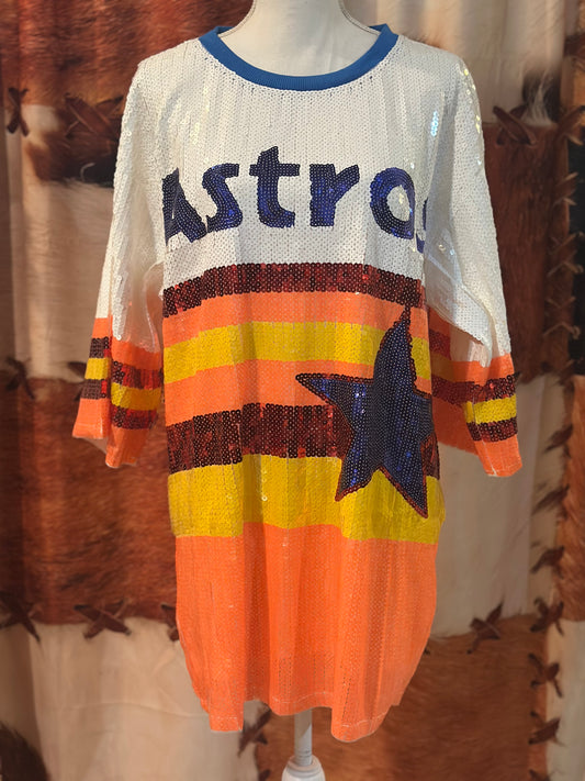 Astros Sequins Jersey Dress