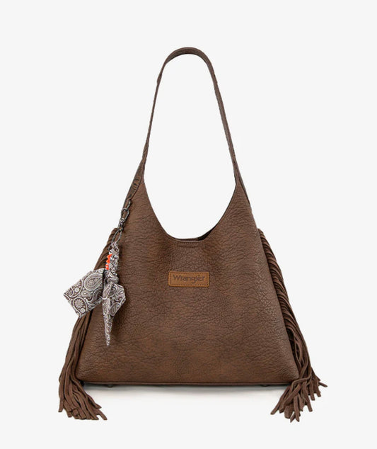 Wrangler Textured Fringe Hobo Bag