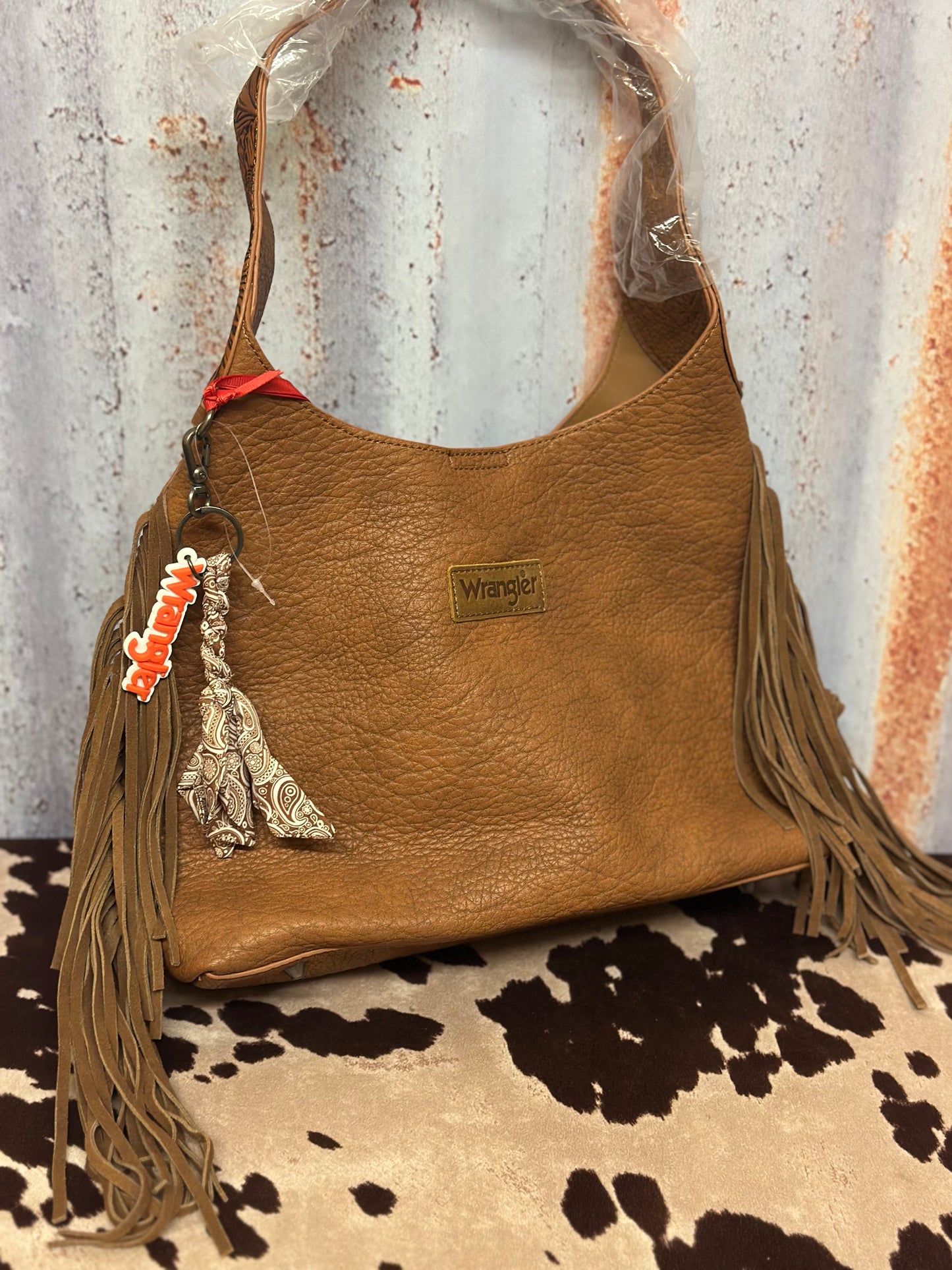 Wrangler Textured Fringe Hobo Bag